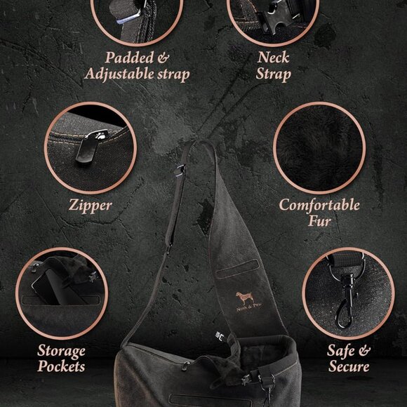 Noah & Paw Dog Sling Carrier for Small Dogs 5-18lb and Cats (fur lined) - Picture 4 of 10